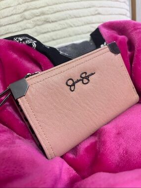 Jessica Simpson Blush Pink Card Case with Silver Accents
